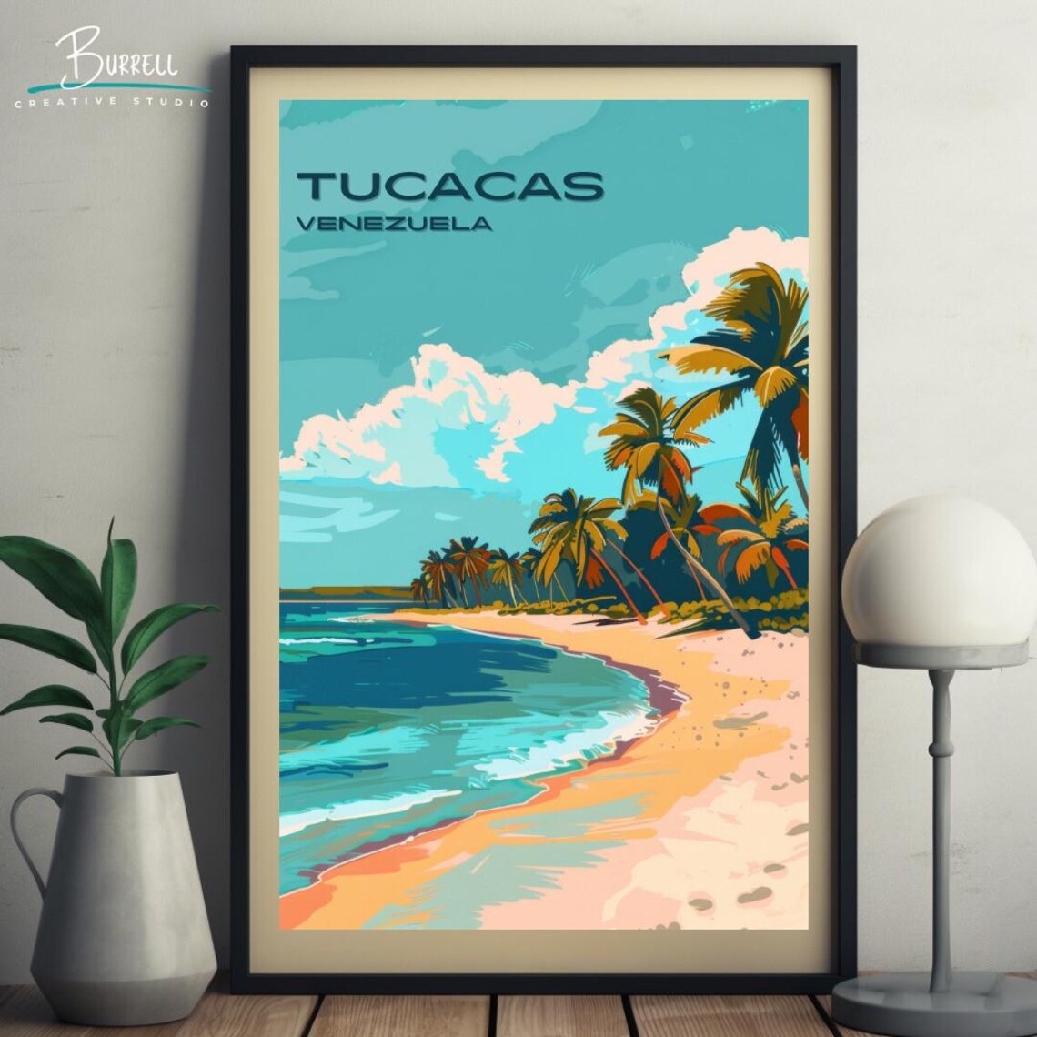 Tucacas Venezuela Beach Palms Turquoise Water Tropical Travel Poster - Image 5