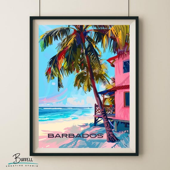 Bridgetown Barbados Beach Life Travel Poster Wall Art Poster Print