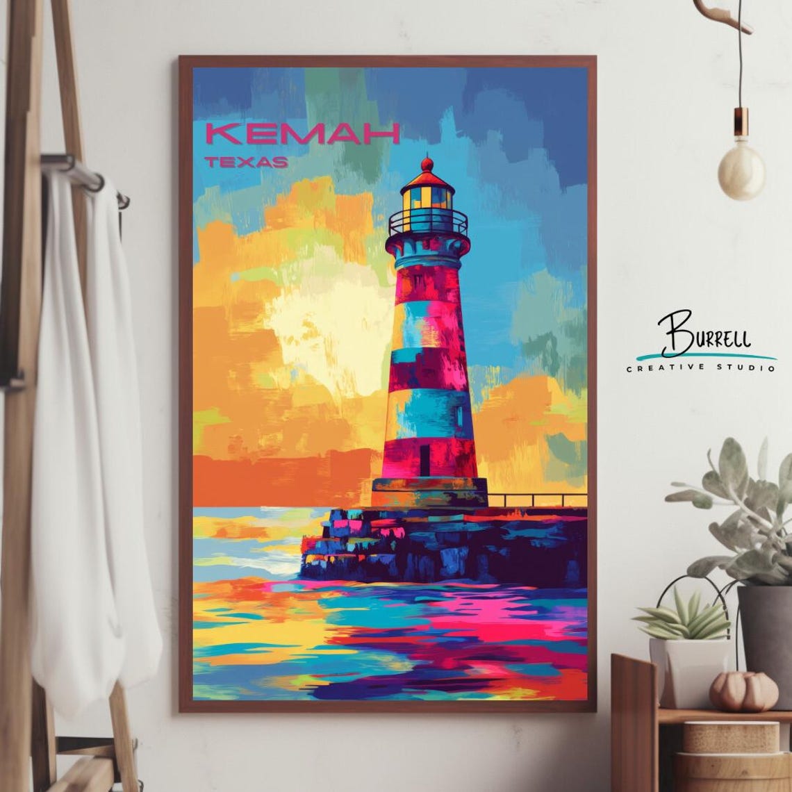 Kemah Texas Lighthouse Bold Sunset Over the Galveston Bay Poster - Image 4