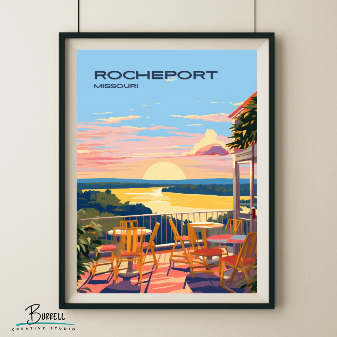 Rocheport Missouri Winery River Terrace Golden Hour Sunset Poster
