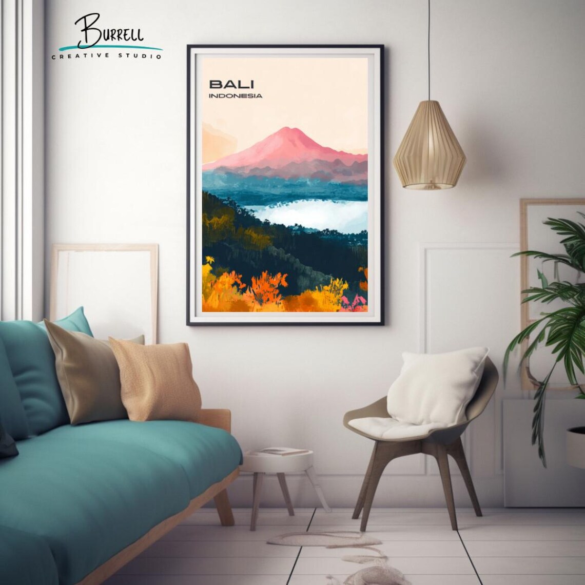 Bali Indonesia Mount Batur Volcano Over the Lake Dawn Poster - Image 3