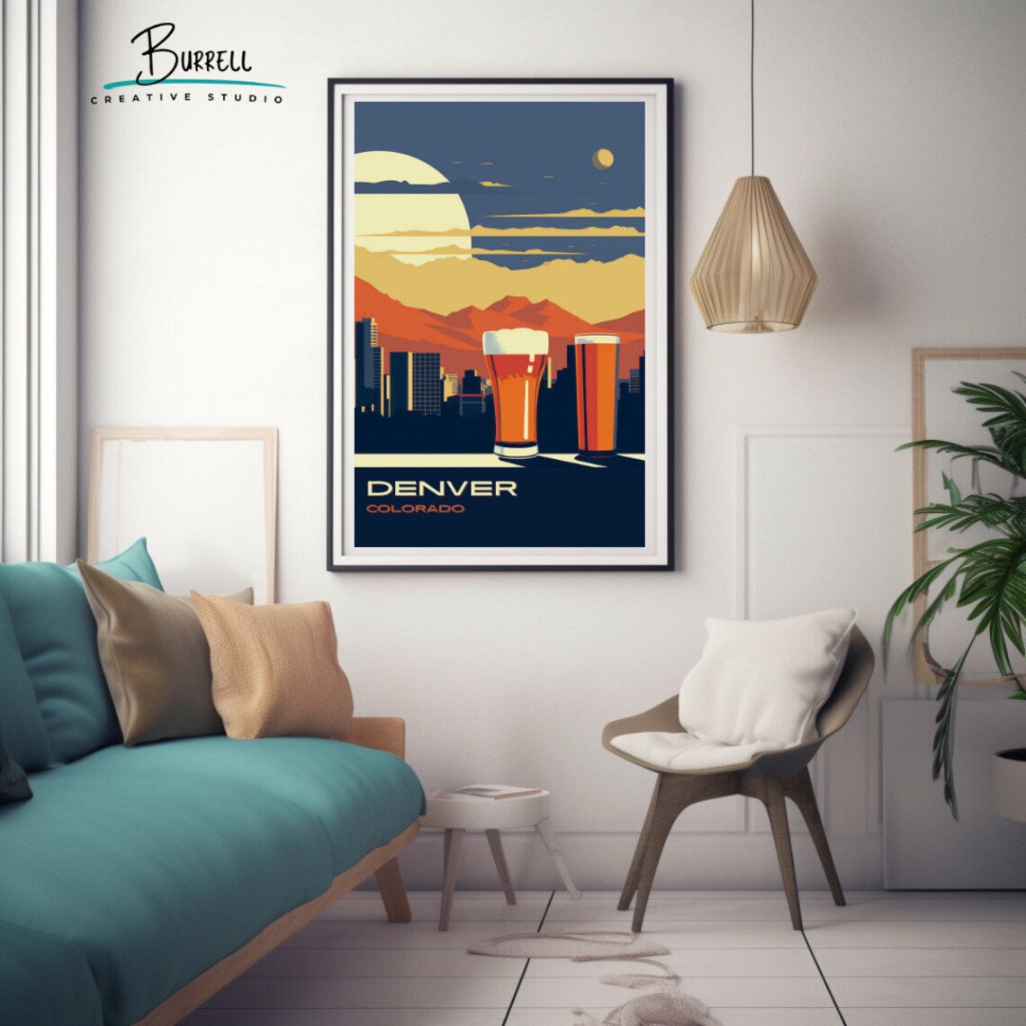 Denver Colorado Skyline Craft Beer Glasses Rocky Mountain Poster - Image 3