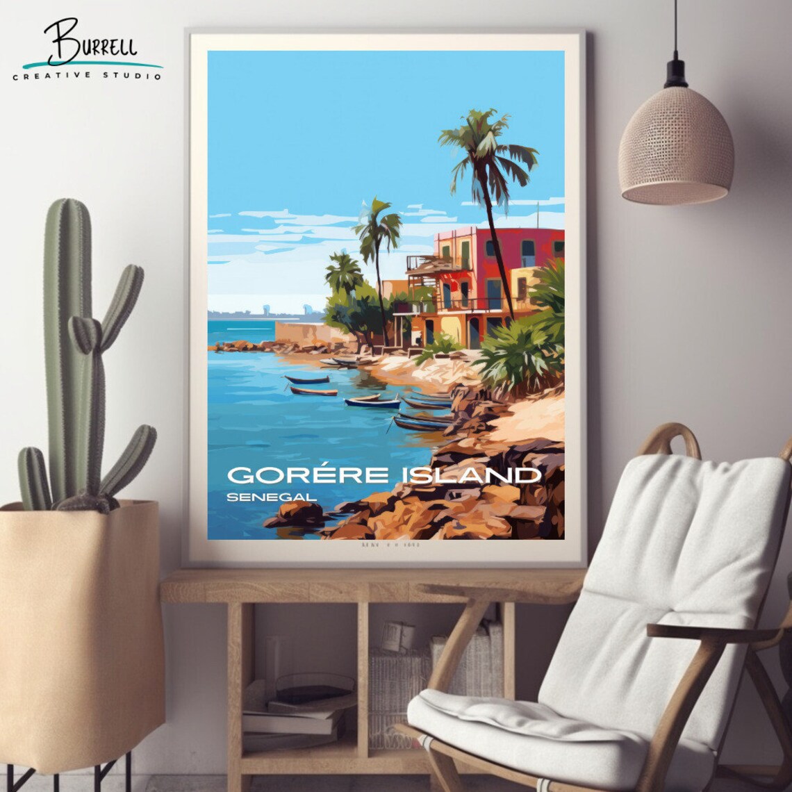 Goree Island Senegal Coastal Village Fishing Boats Scenic Poster - Image 2