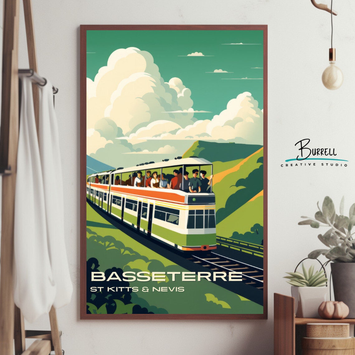Basseterre Saint Kitts Scenic Railway Train Vintage Travel Poster - Image 2