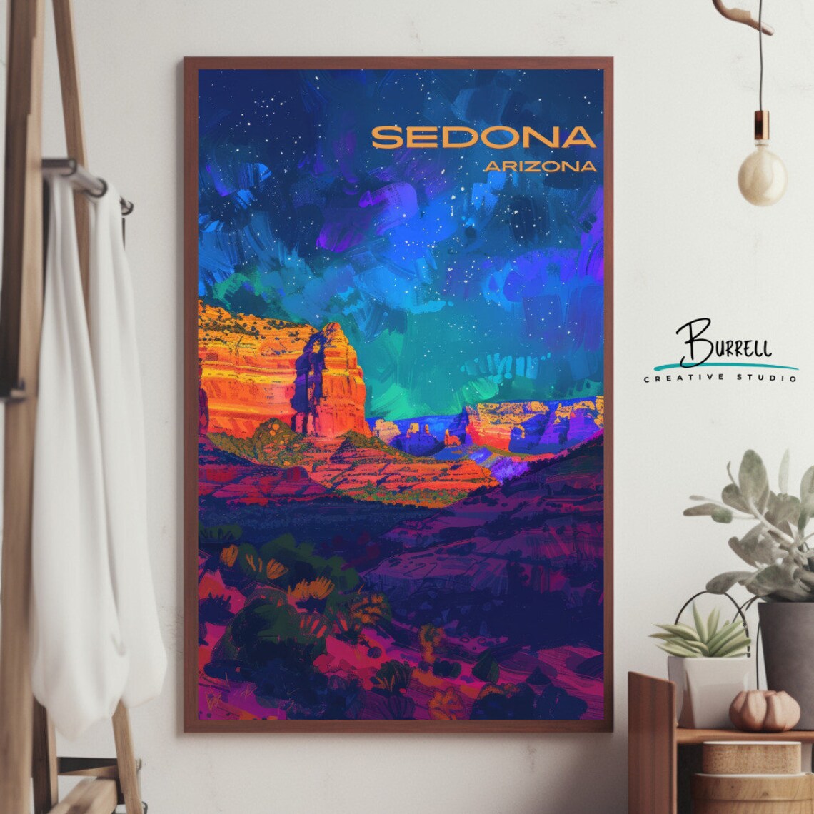 Sedona Arizona Red Rock Canyon Starry Night Desert Sky Poster - Image 4