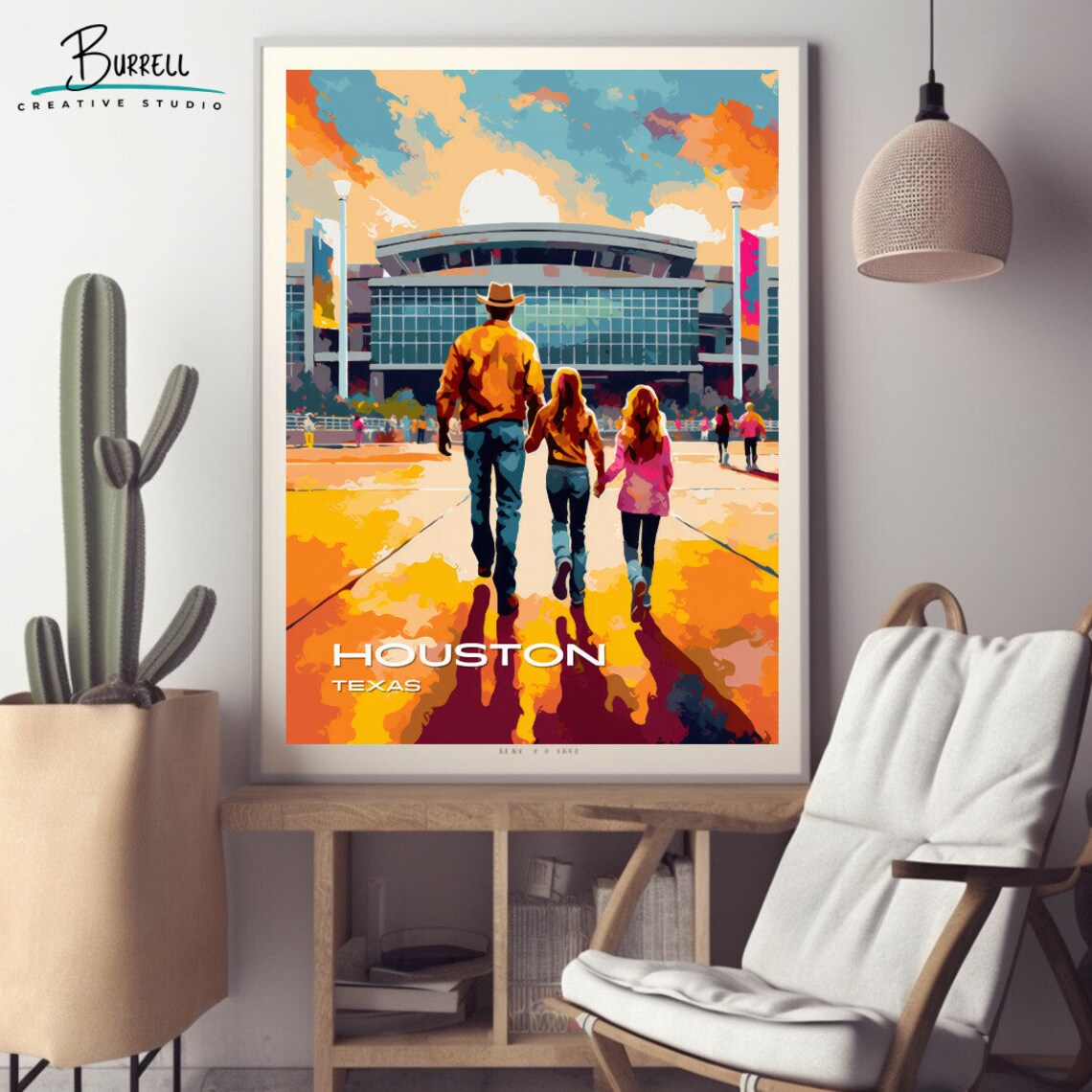 Houston Texas Rodeo Family Sunset Arena Western Spirit Travel Poster - Image 2