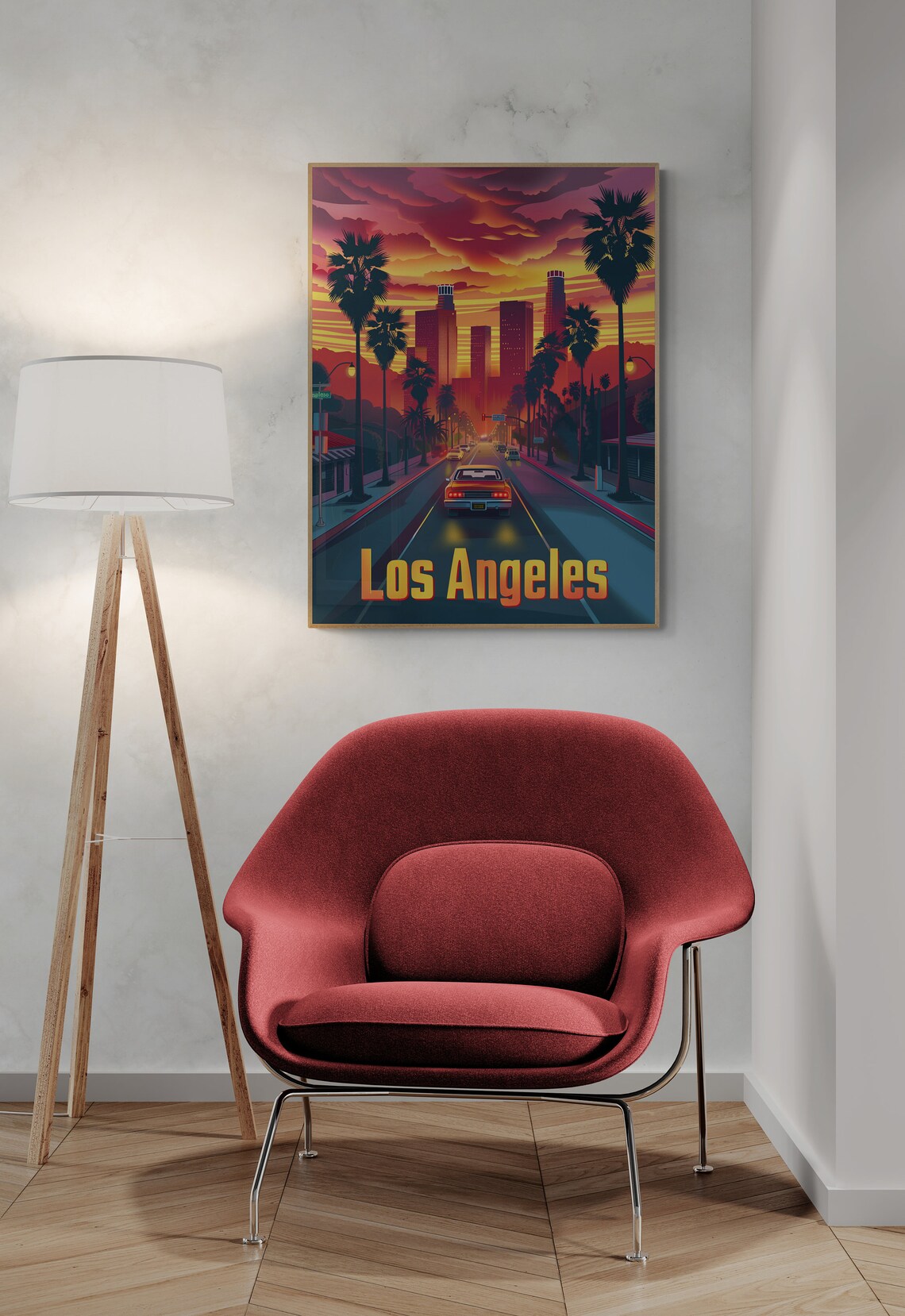 Los Angeles Sunset Palms Boulevard Retro California Poster Art - Image 5