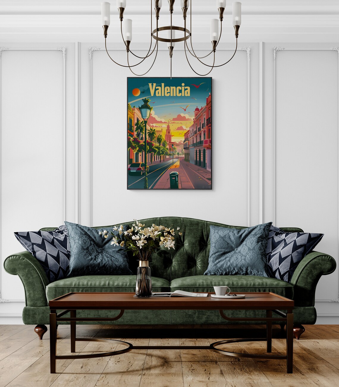 Valencia Spain Old Town Street Church Sunset Vintage Travel Poster - Image 3