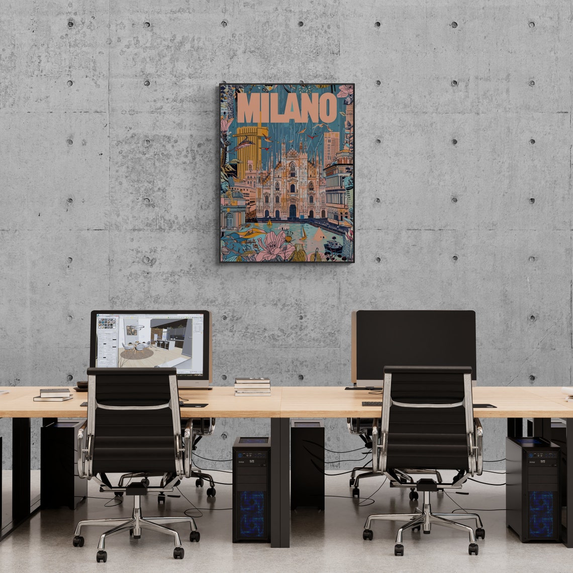 Milano Milan Cathedral Flowers Birds Boats Collage Travel Poster - Image 5