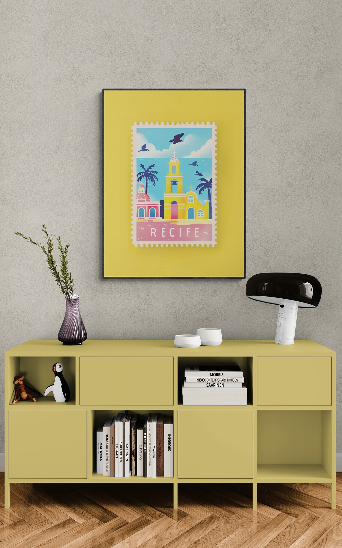 Recife Brazil Coastal Church Vintage Travel Stamp Style Poster - Image 5