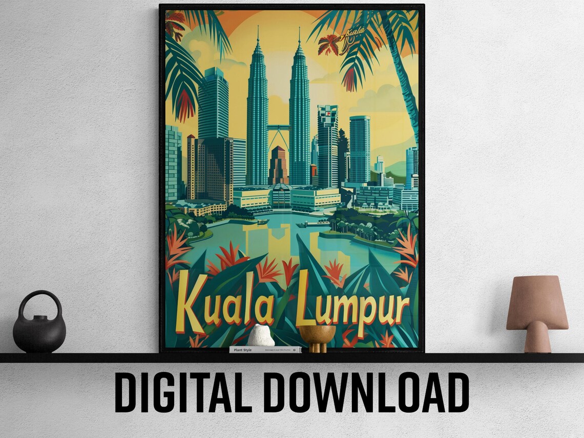 Kuala Lumpur Malaysia Petronas Towers City Skyline Travel Poster