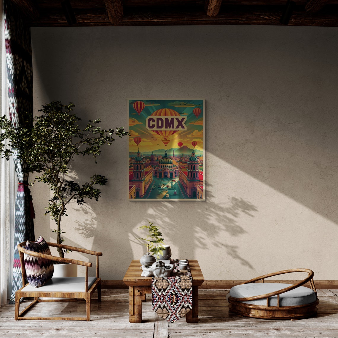 CDMX Hot Air Balloons Cathedral Vintage Mexico City Poster Art - Image 3