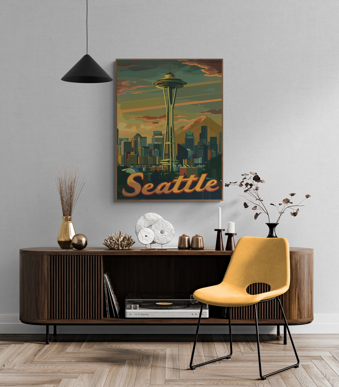 Seattle Space Needle Sunset Skyline Retro Washington Poster Art - Image 5