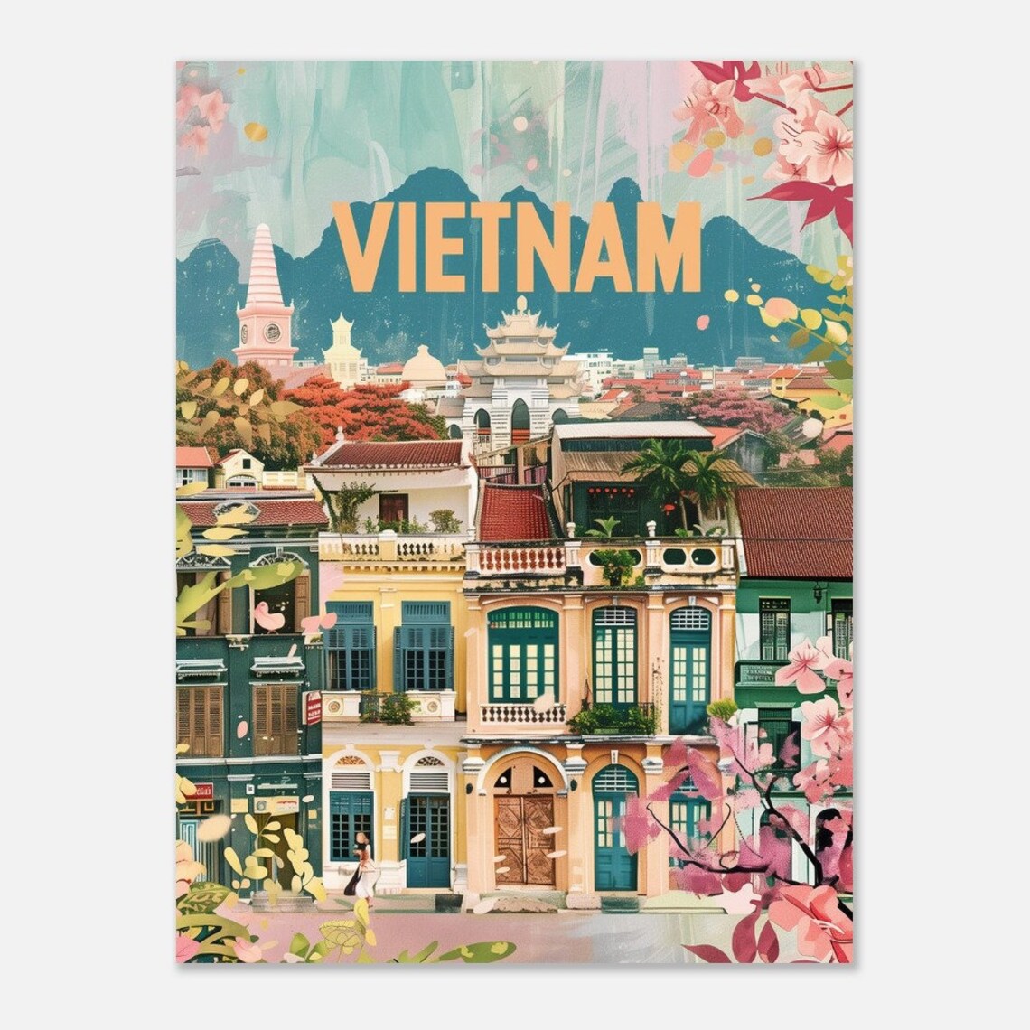 Vietnam Hoi An Old Quarter Colonial Streets Painterly Travel Poster - Image 2