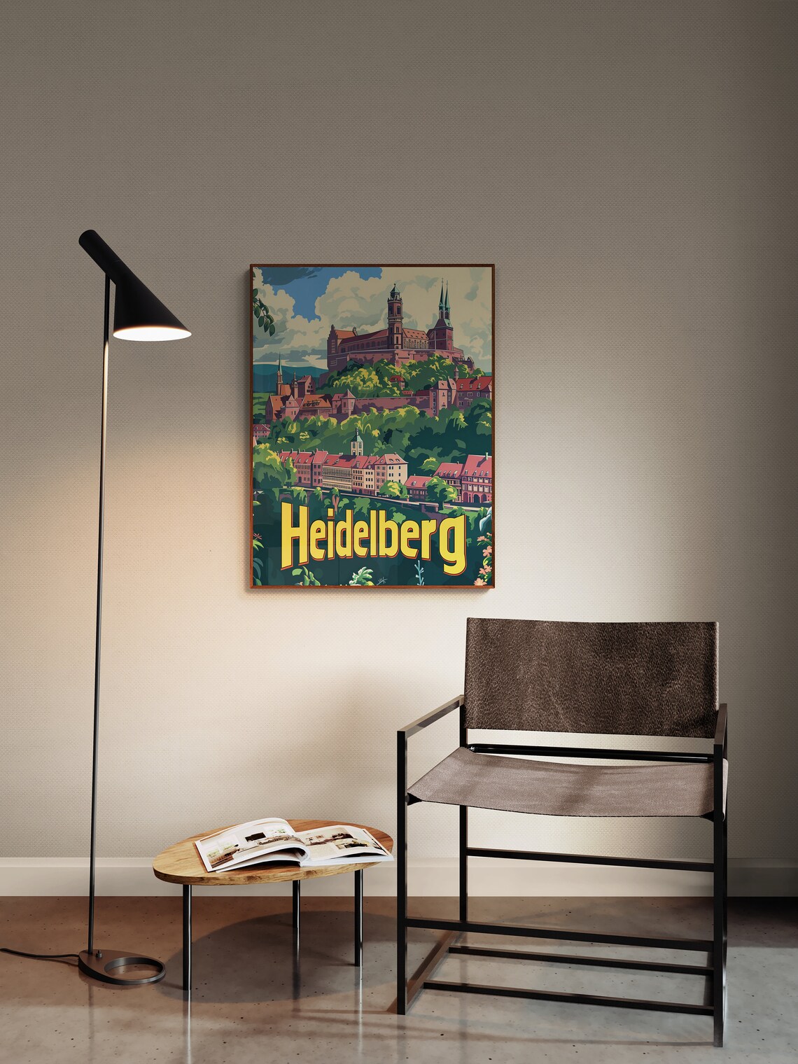 Heidelberg Germany Castle Hill Old Town Church Vintage Travel Poster - Image 4