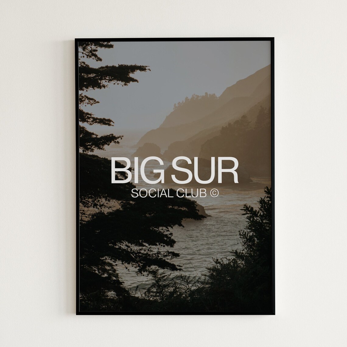 Big Sur California Coast Social Club Moody Ocean Photo Travel Poster