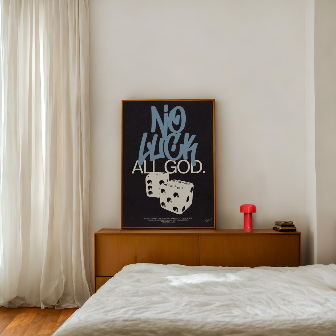 No Luck All God Dice Street Style Graffiti Faith Typography Poster - Image 3
