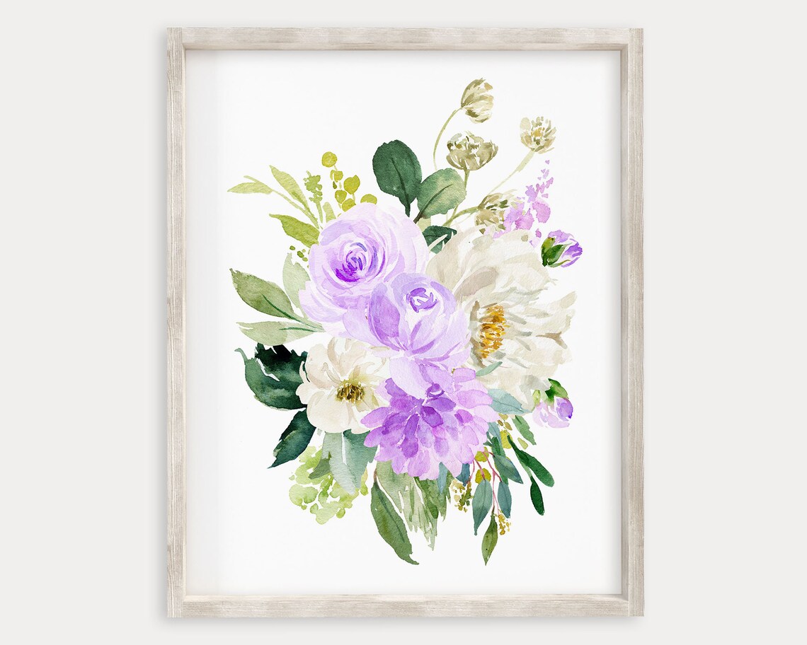 Purple Watercolor Flowers Peony Wall Art Girls Room Wall Art Peonies Wall Art Baby Girl Boho Nursery Decor - Image 2