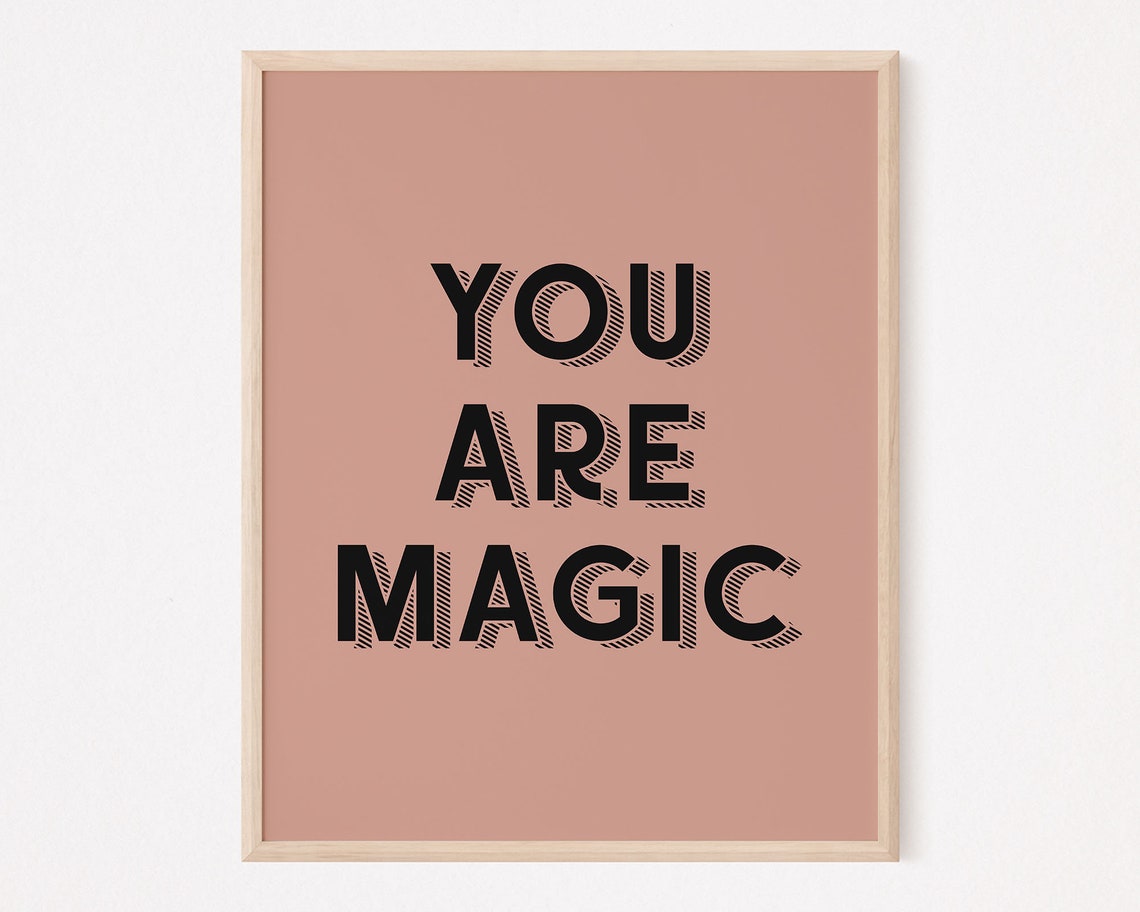 You Are Magic Dusty Rose Retro Bold Letters Girls Room Wall Art - Image 3