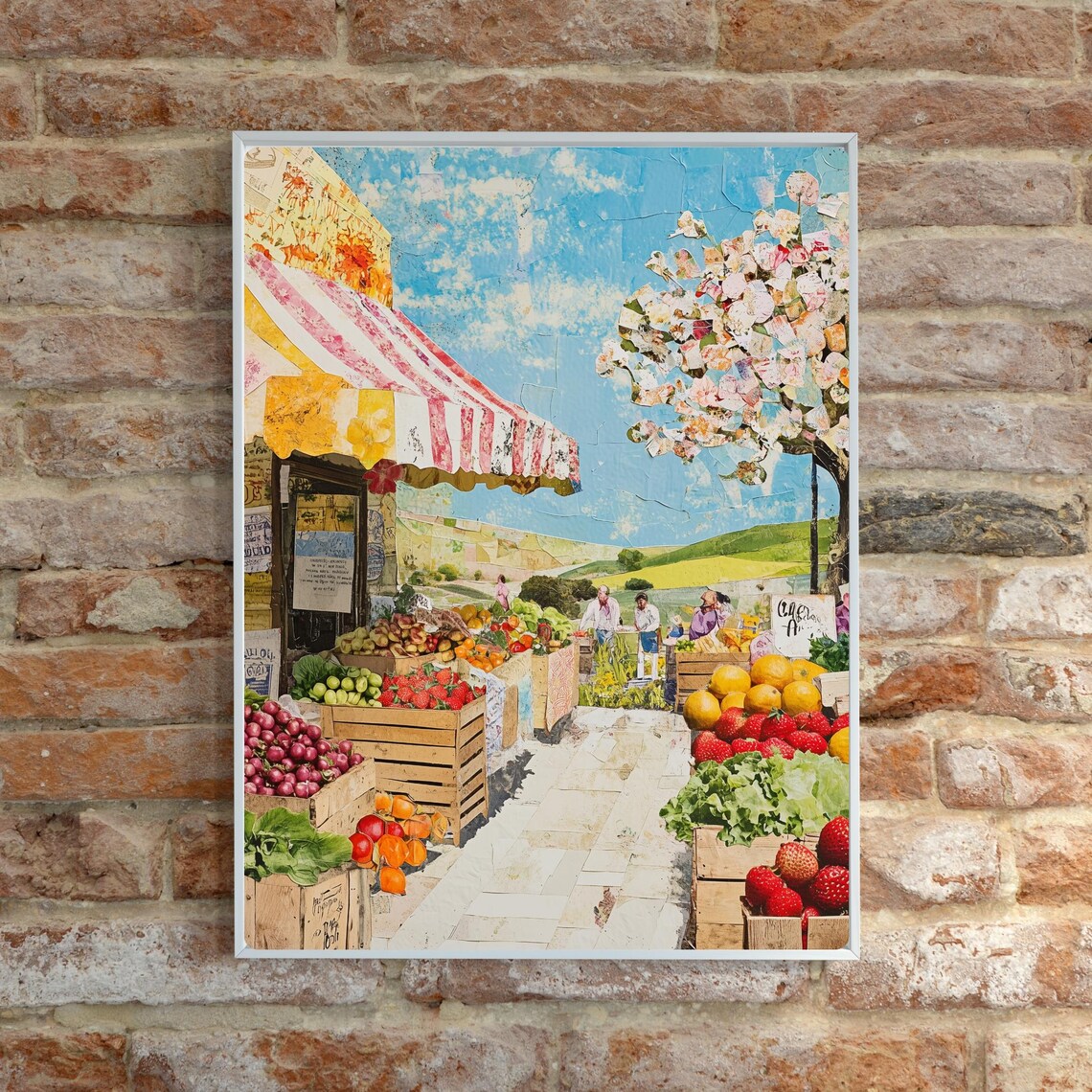Country Farmers Market Produce Stand Summer Collage Art Print - Image 5