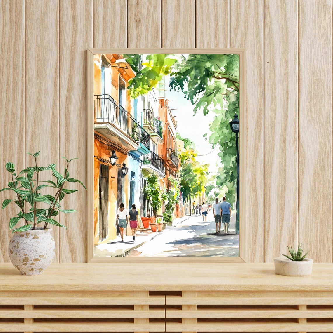 Roma Norte Leafy Street Mexico City Watercolor Travel Poster - Image 4