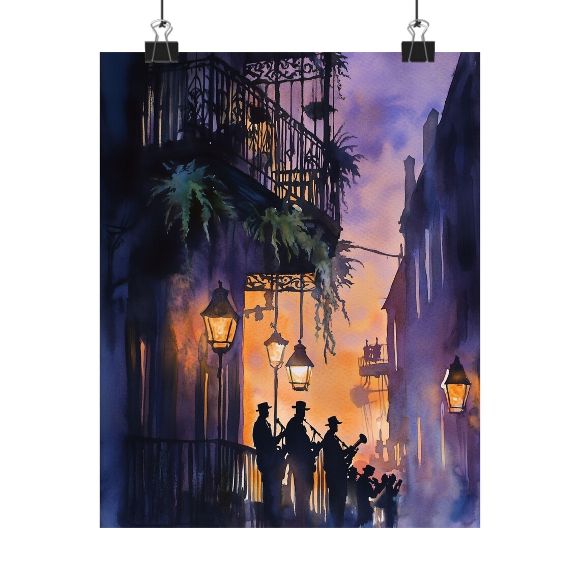 New Orleans Jazz, French Quarter Watercolor Art Print