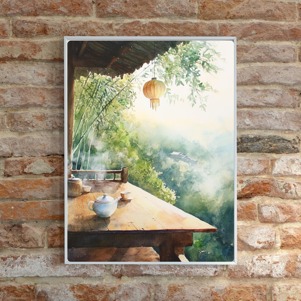 Rural China Teahouse Watercolor Travel Poster - Image 5