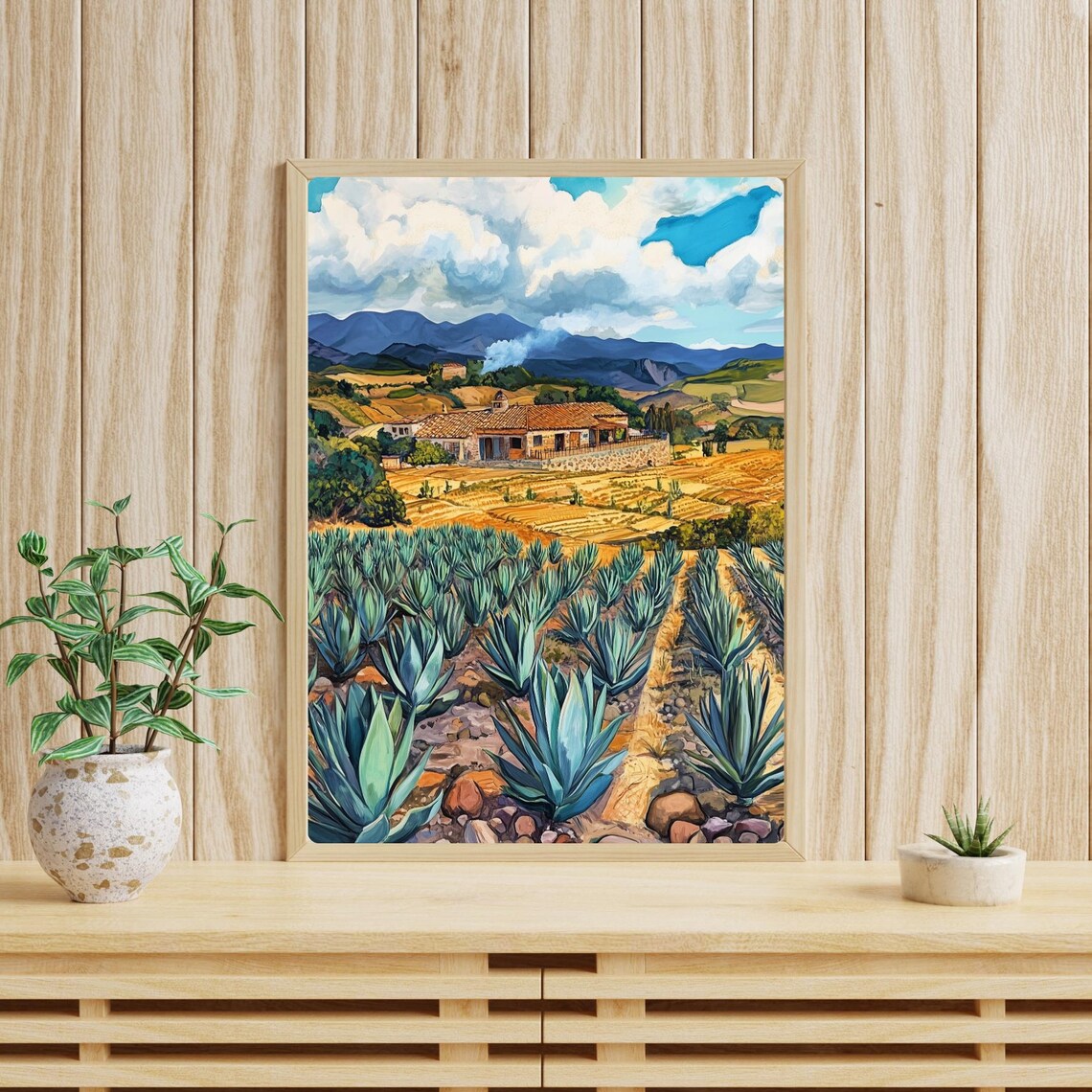 Agave Farm Mexico Desert Landscape Hacienda Mountains Poster - Image 4