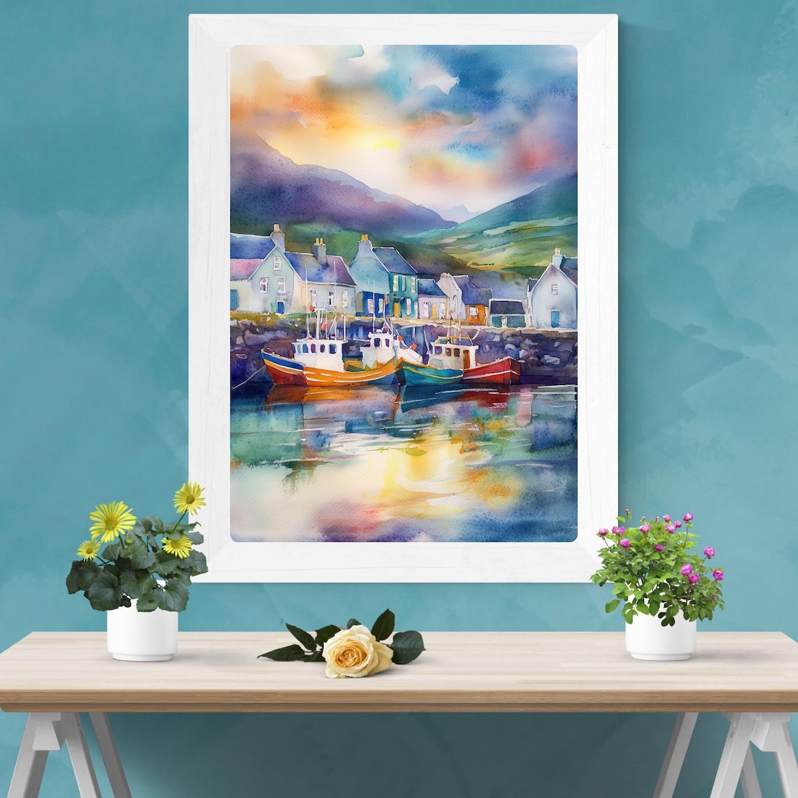 Dingle, Ireland Watercolor Harbor Scene Art Print - Image 2