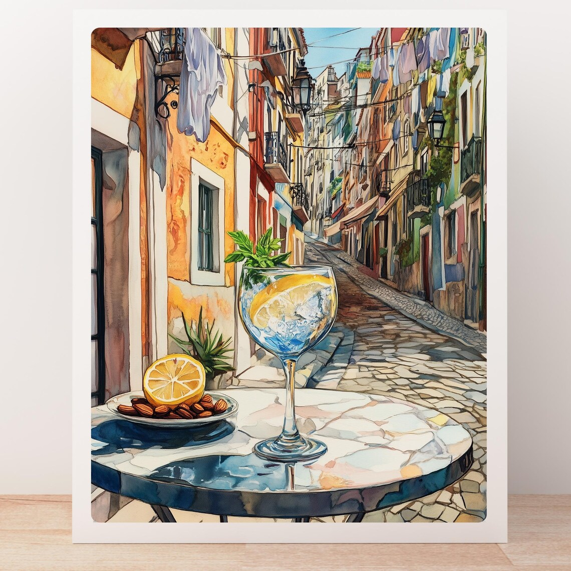 Citrus Spritz Cocktail on a Sunlit Lisbon Street Corner Poster - Image 5