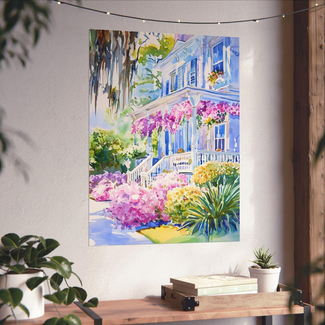 Savannah Georgia Victorian Porch Pink Azaleas Spanish Moss Poster - Image 4