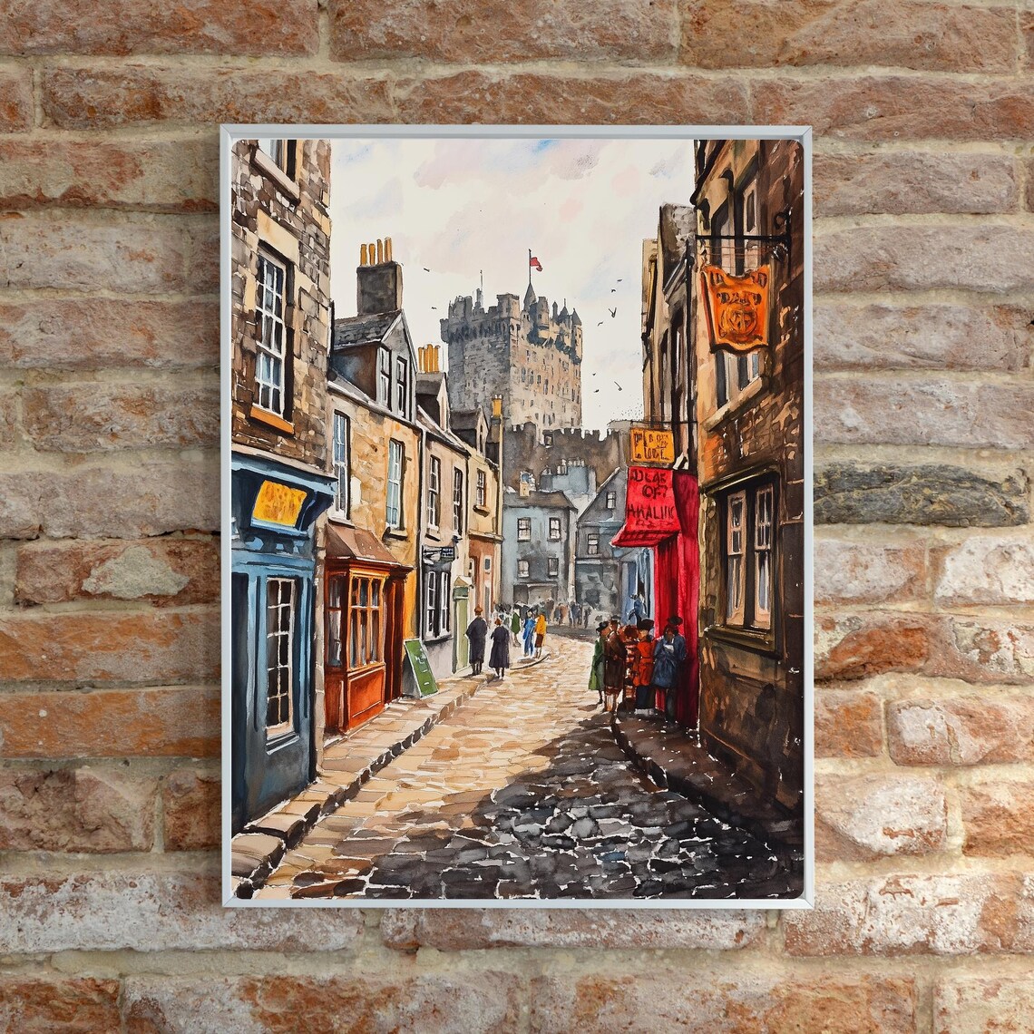 Edinburgh Scottish Street Scene Travel Poster, Scotland - Image 6