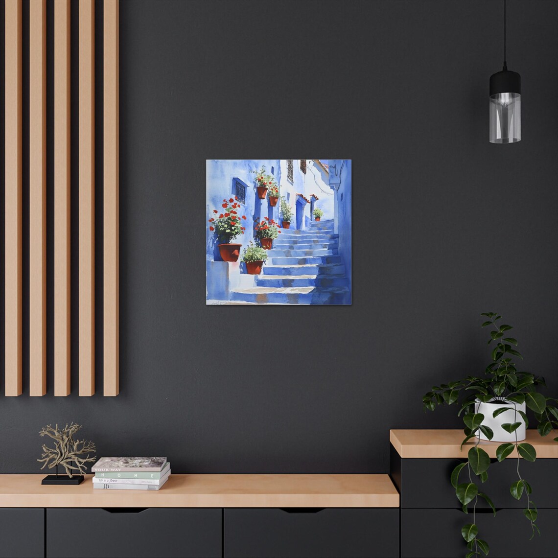 Chefchaouen Blue Painted Steps Red Geraniums Morocco Medina Poster - Image 5