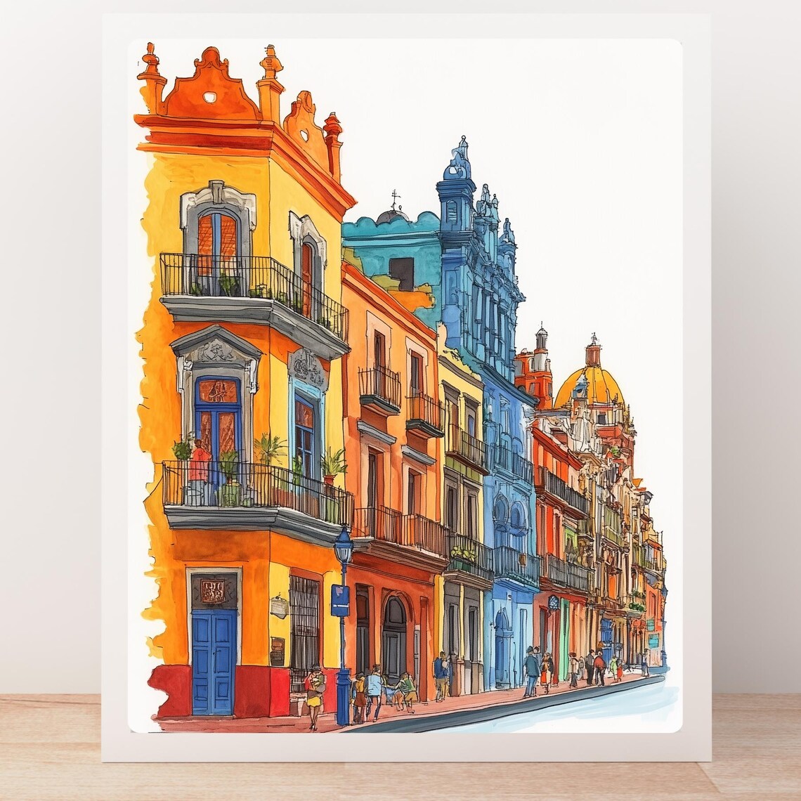 Mexico City Historic Center Colorful Colonial Street Scene Poster - Image 5