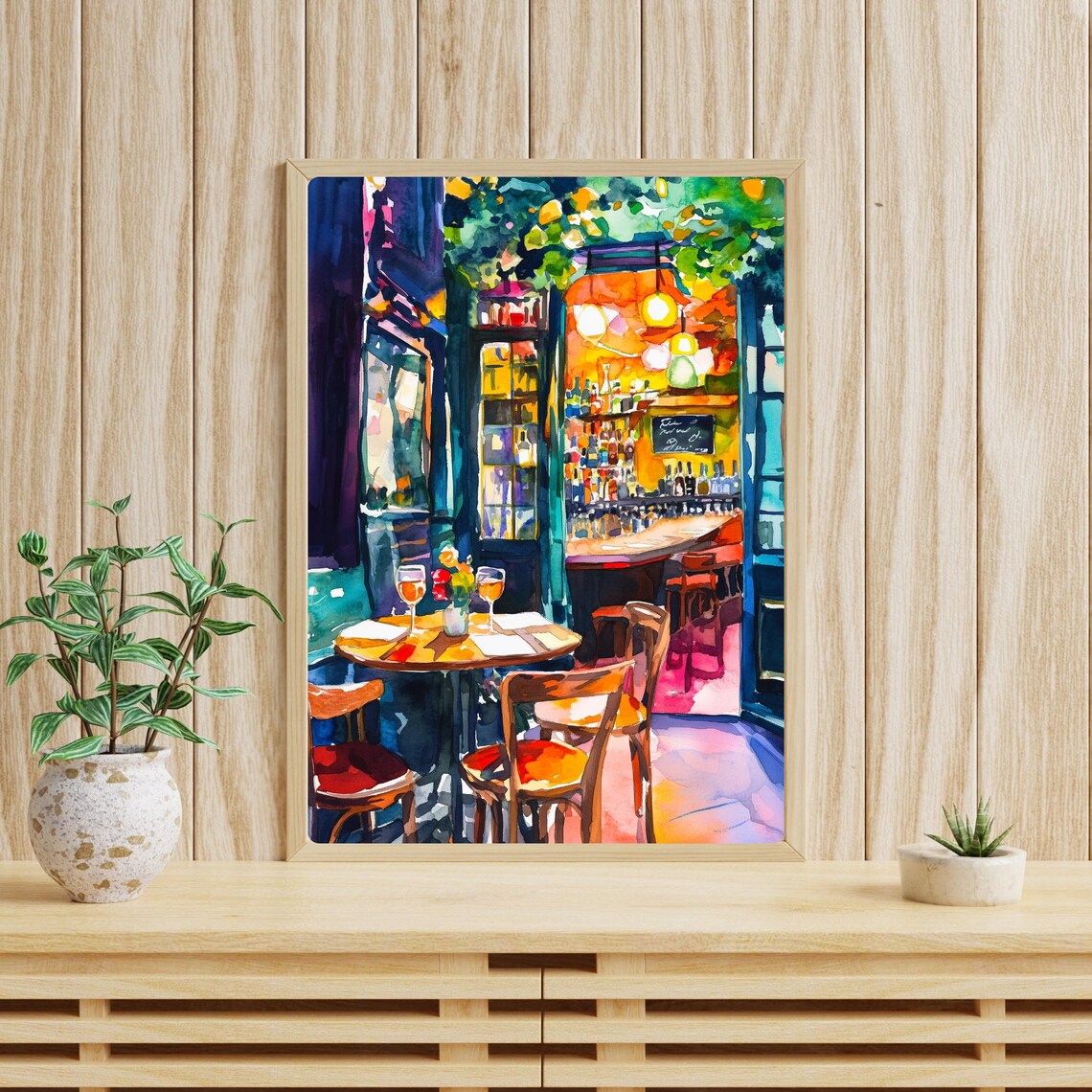 Paris Cafe Watercolor Art Print, French Bistro Scene - Image 5