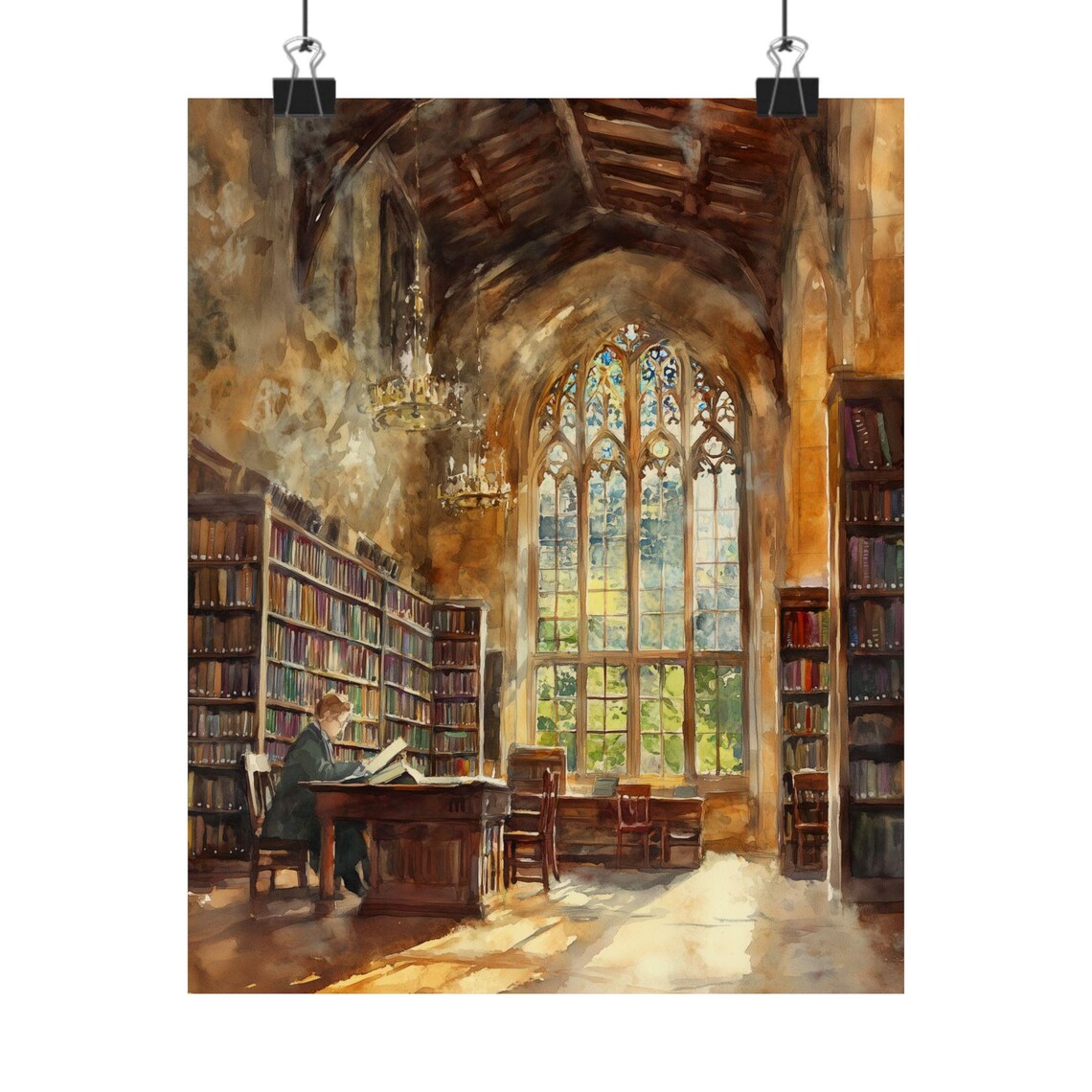Oxford Library Grand Reading Room Art Print, University Study