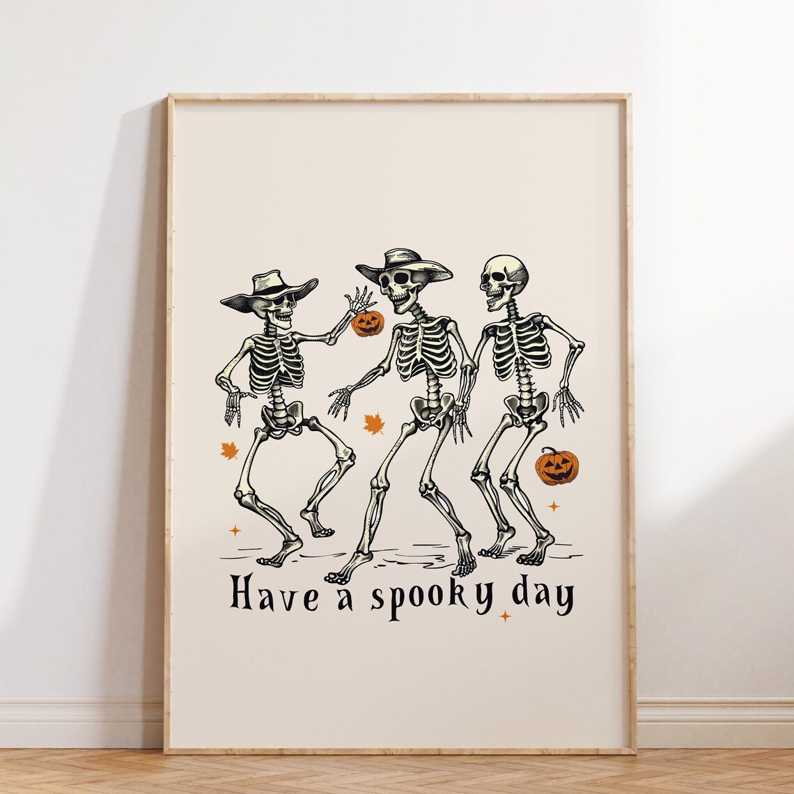 Have A Spooky Day Dancing Cowboy Skeletons Halloween Art Poster