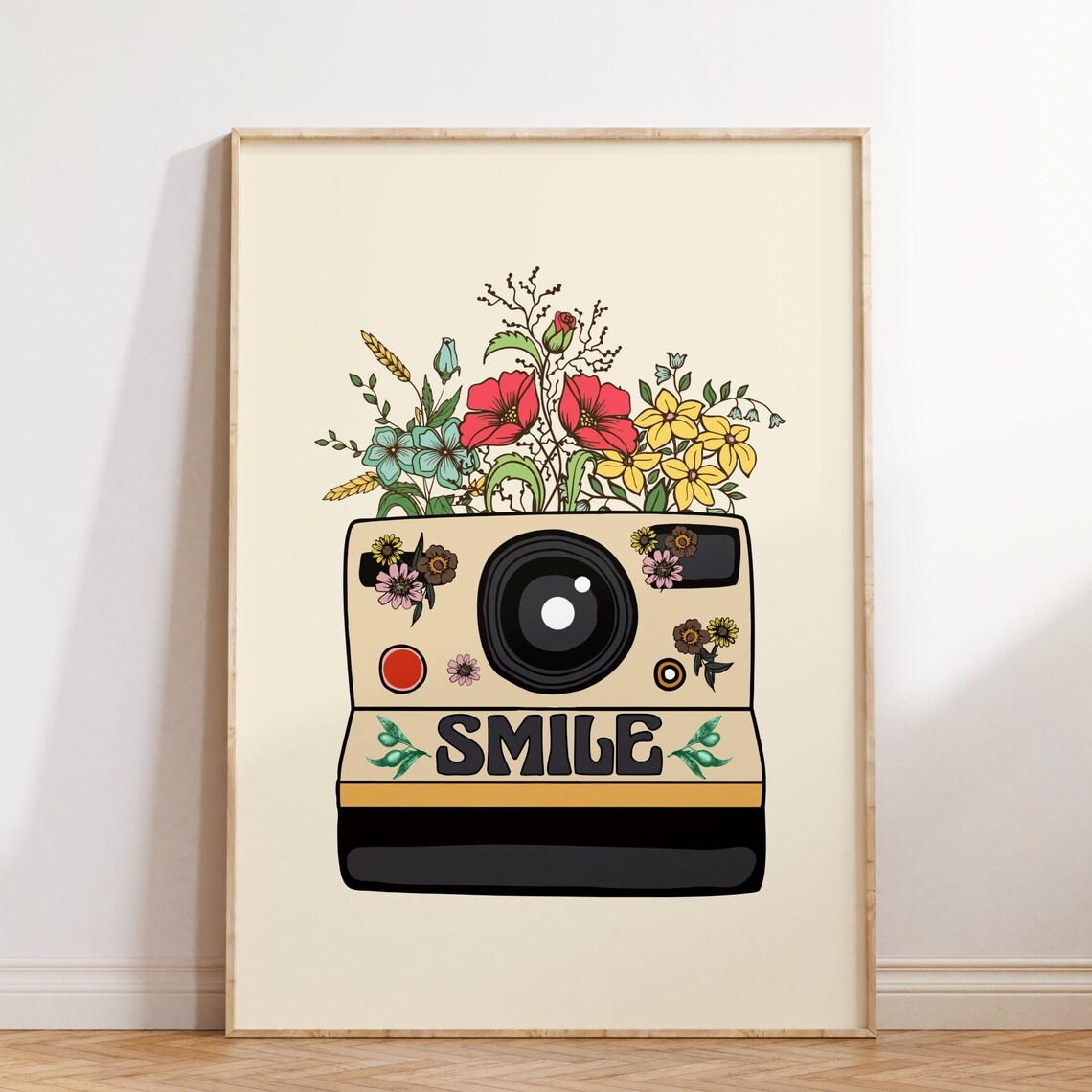 Hippie Flower Retro Quote Art Print, Floral Decor
