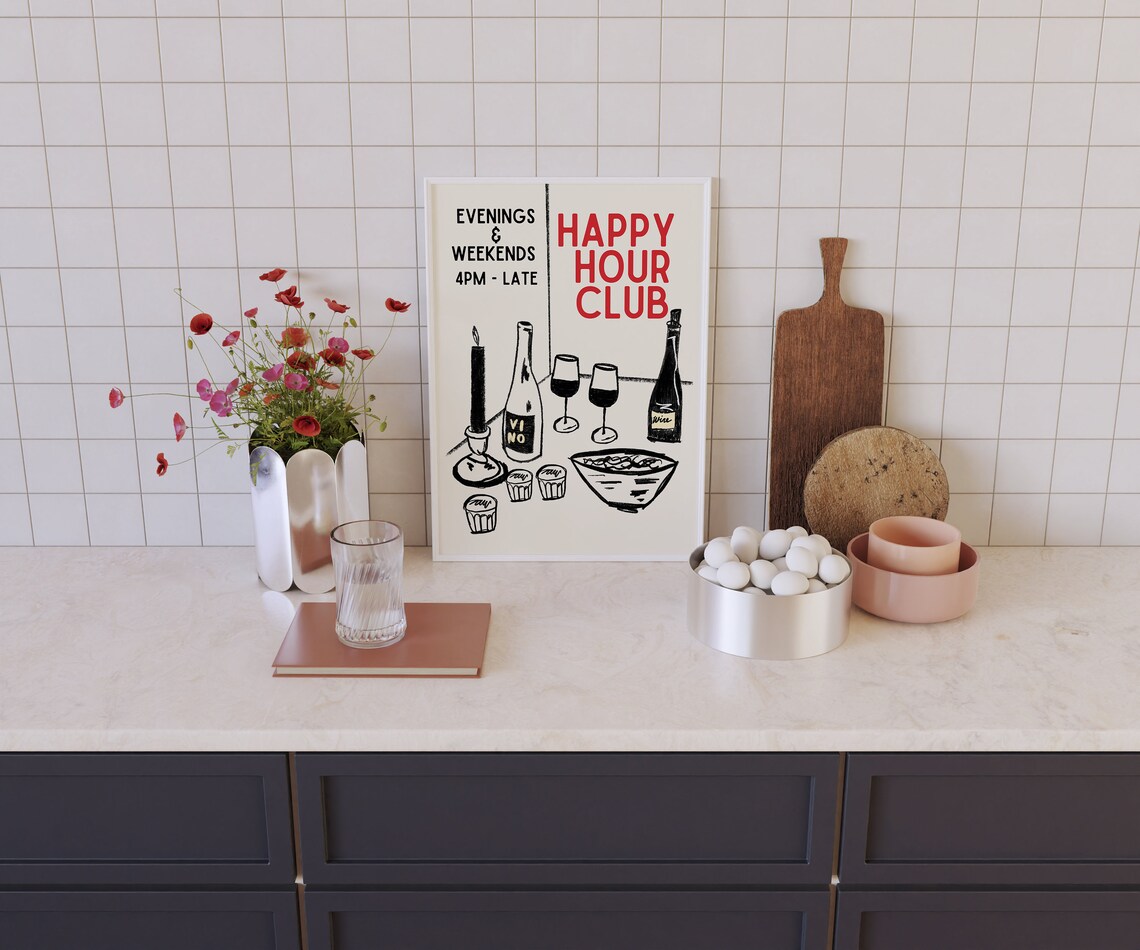 Vintage Wine Poster, Bar Cart Wall Art Print - Image 2