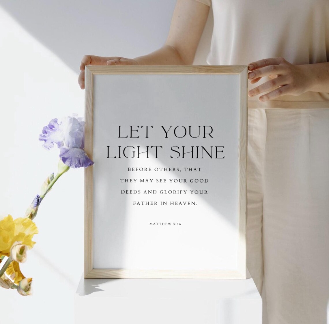 Matthew 516 Let Your Light Shine Christian Bible Verse Wall Art Scripture Prints Modern Christian Wall Decor Minimal Prints - Image 3