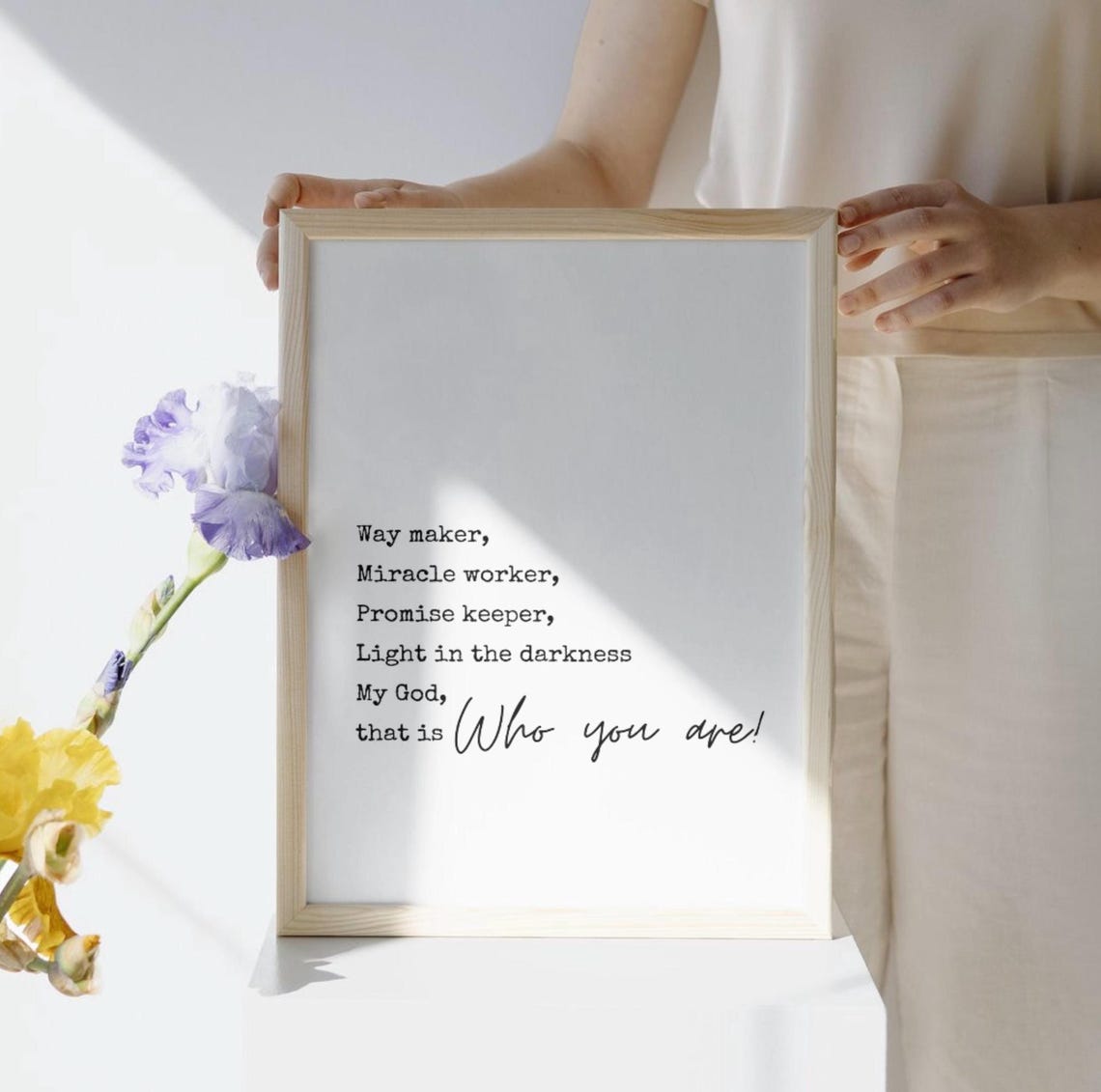 Way Maker Miracle Worker Worship Song Lyrics Typewriter Poster