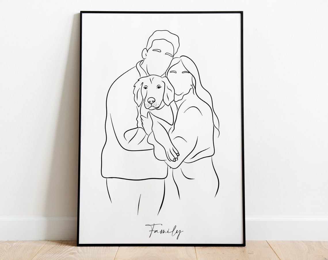 Custom Minimalist Single Line Drawing Couple Portrait Poster - Image 3