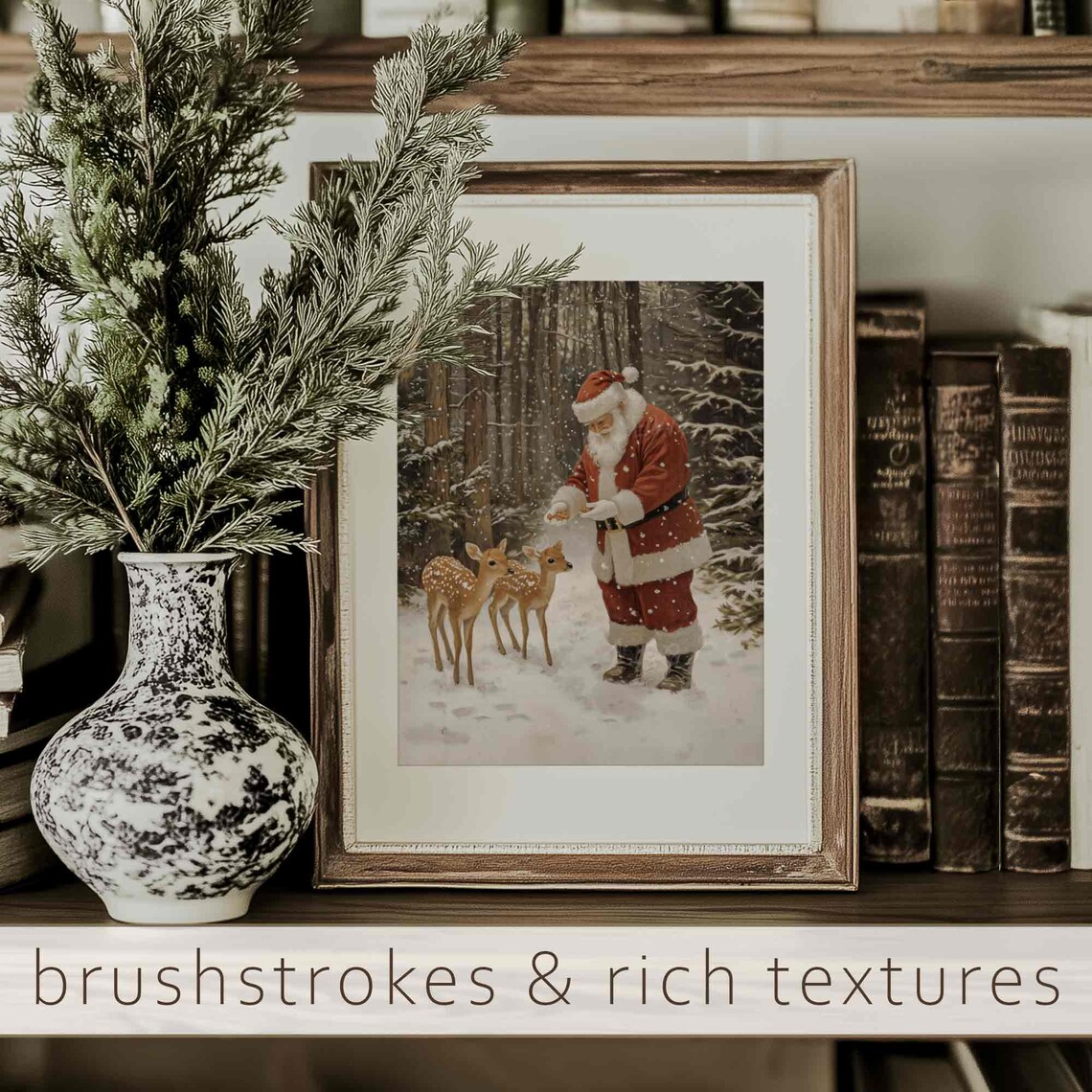 Santa Claus Vintage Farmhouse Christmas Art Print - Image 2