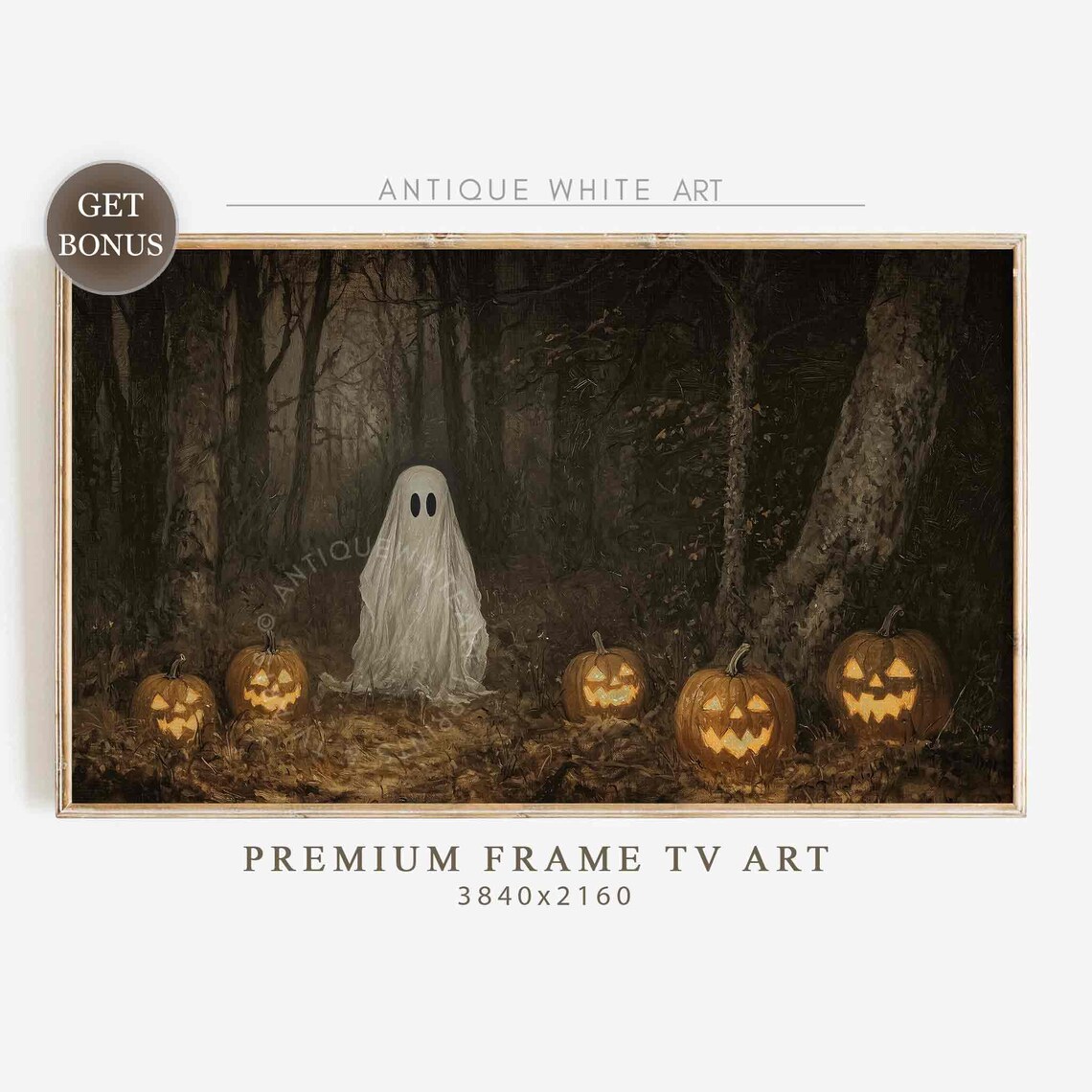 Spooky Ghost in a Forest Halloween Poster