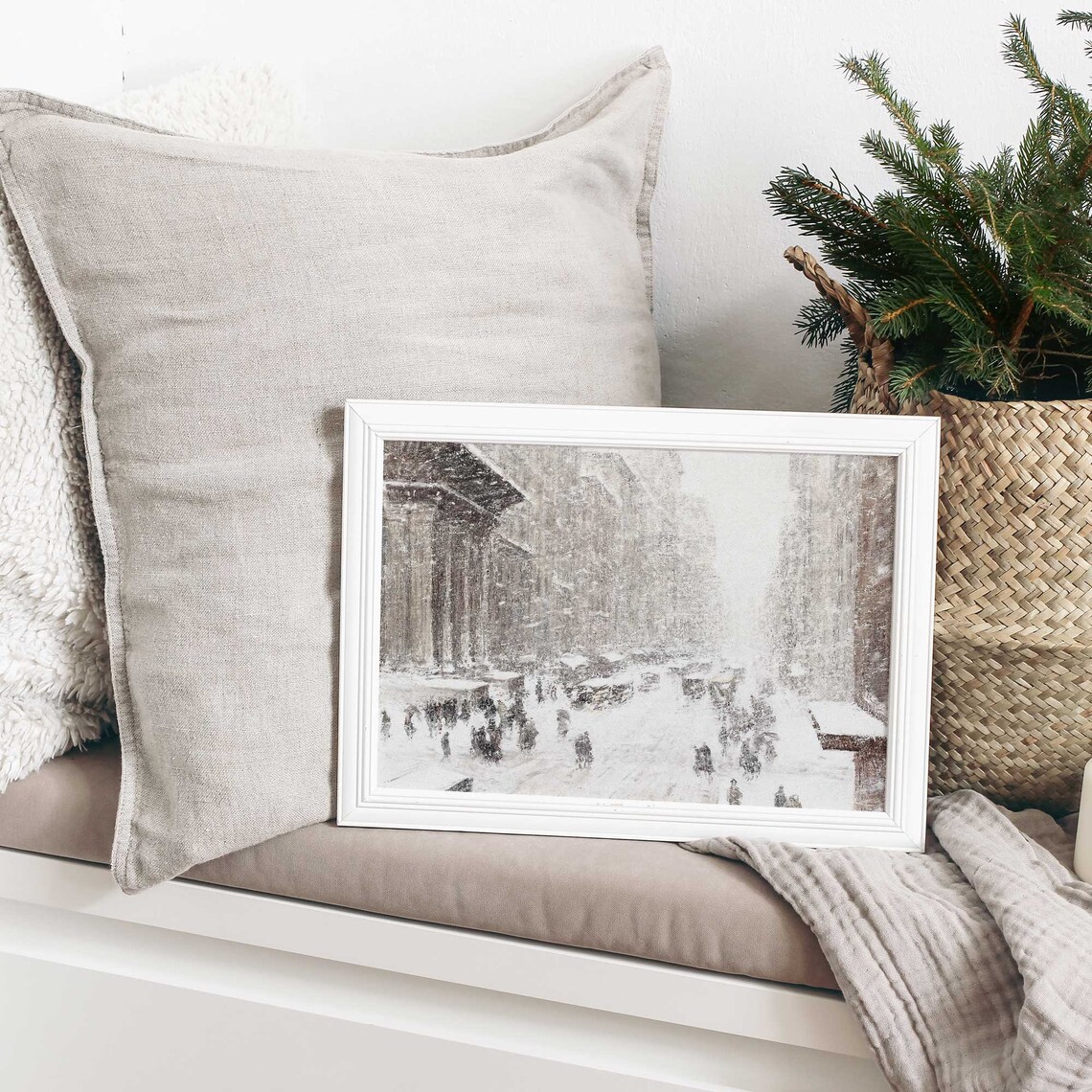 Vintage New York Christmas Poster, Snowy Winter City - Image 4