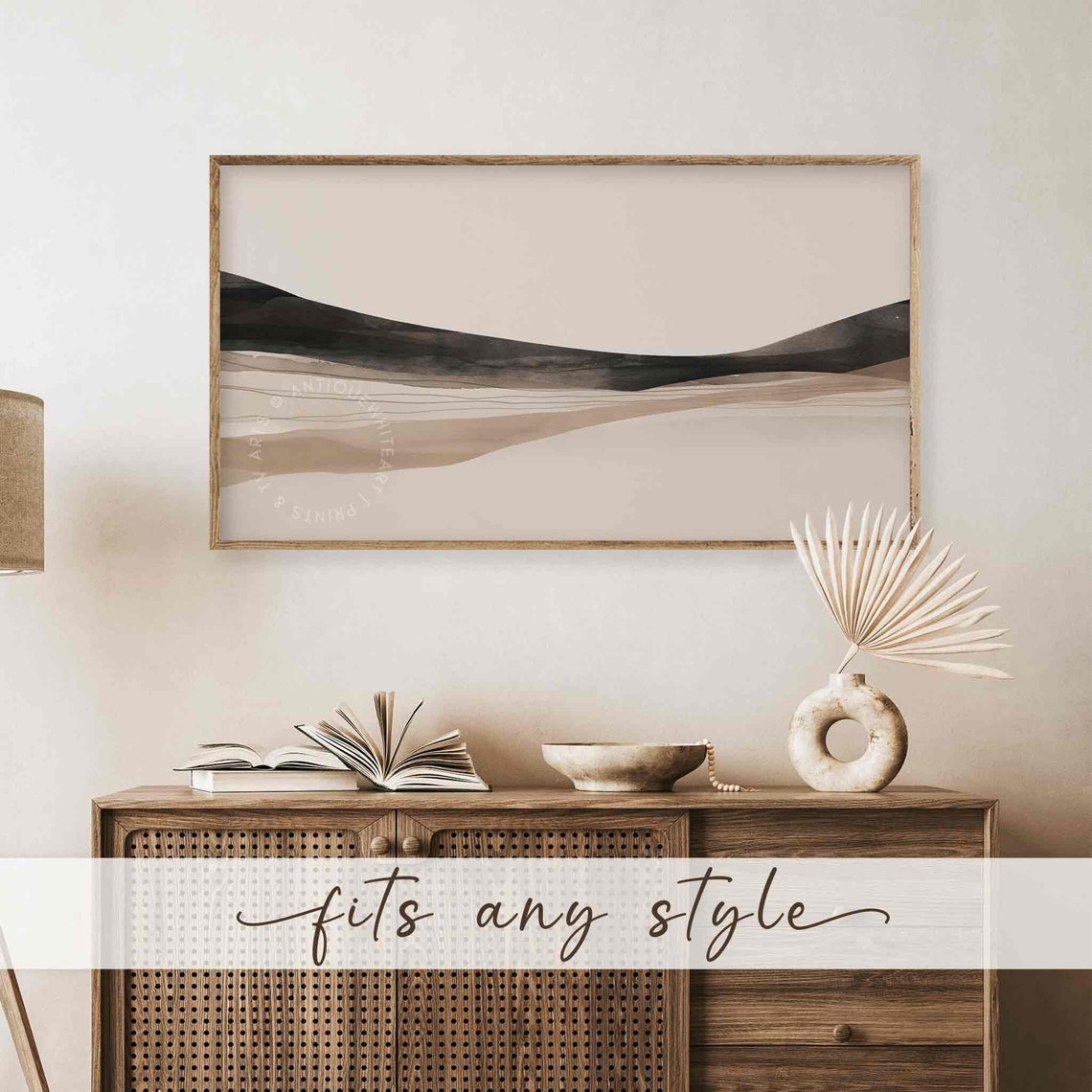 Minimal Abstract Beige Brush Stroke Watercolor Neutral Art TV Poster - Image 4