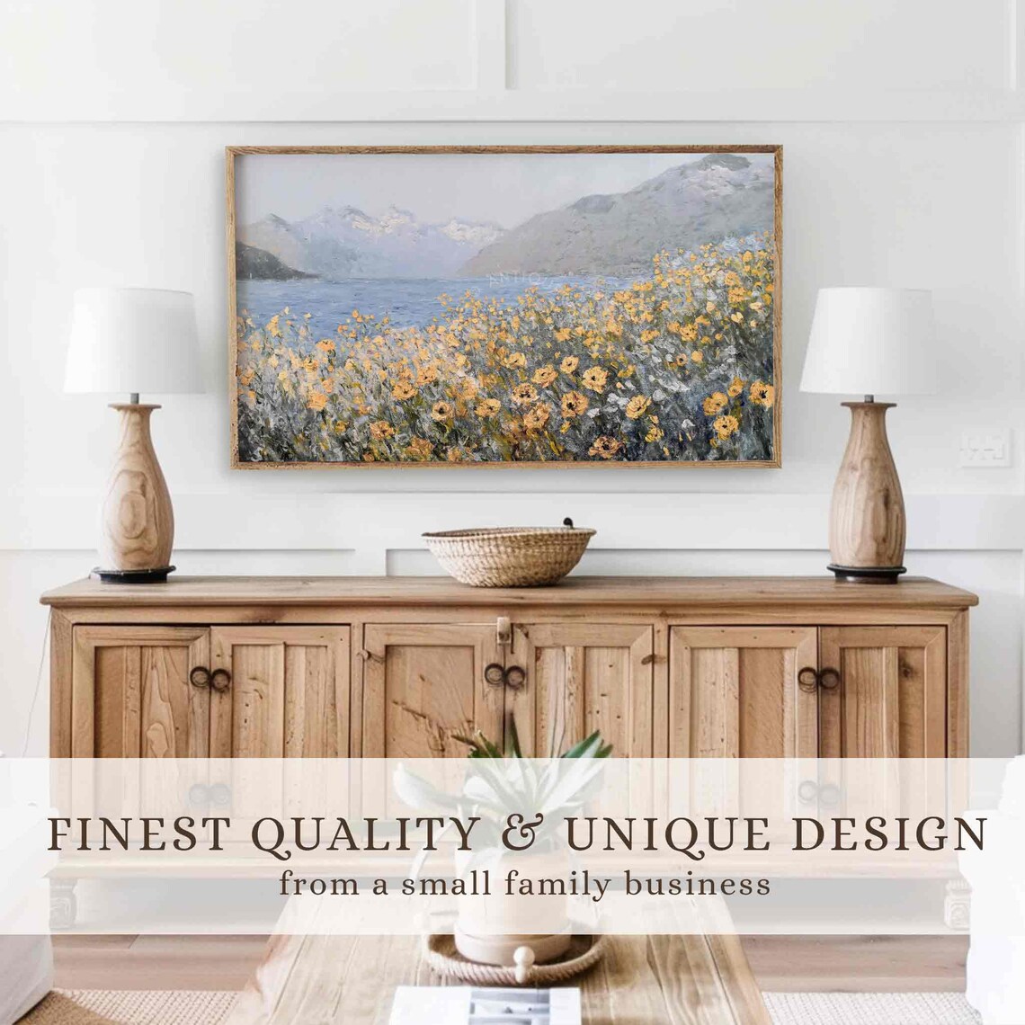 Summer Lake House Mountains Art Print, Farmhouse Coastal - Image 3