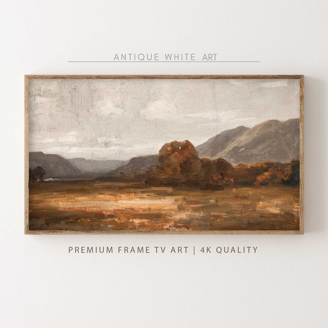 Muted Autumn Mountain Valley Earth Tone Field Vintage Landscape Poster