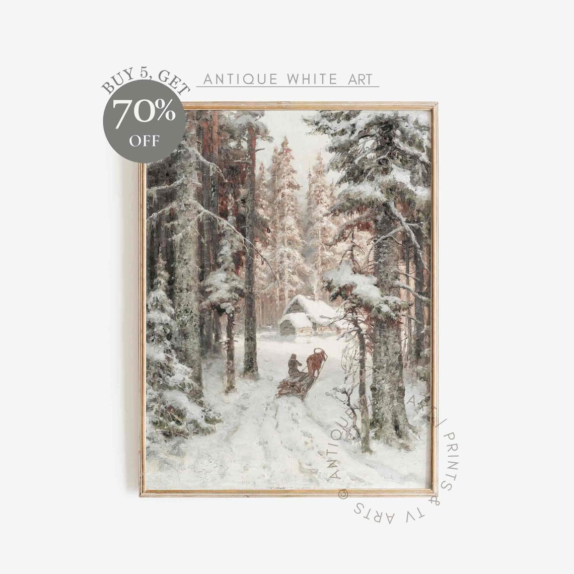 Vintage Winter Forest Landscape Art Print