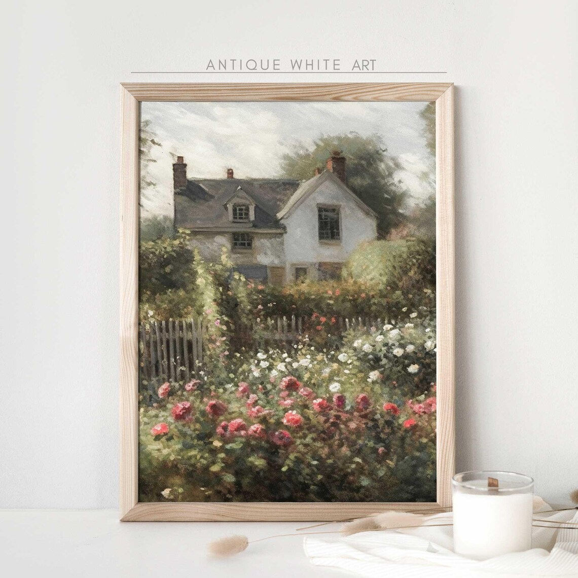 Spring Cottage Rose Garden Painting Art Print - Image 3